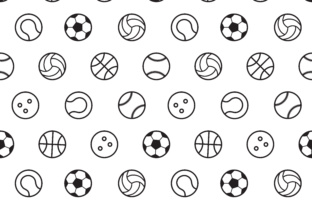 Sports Ball Outline Seamless Pattern Graphic by sabavector