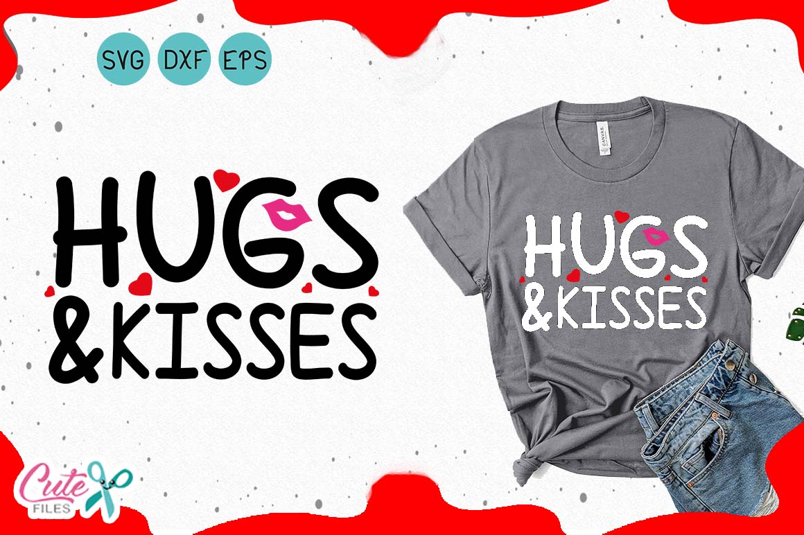 Hugs and Kisses Valentines Cut Files Graphic by Cute files · Creative ...