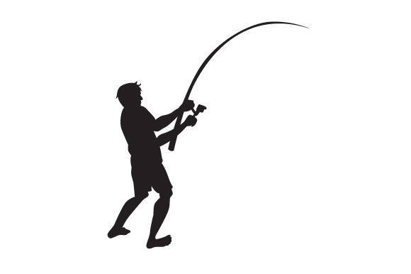 Man fishing silhouette - Creative Fabrica