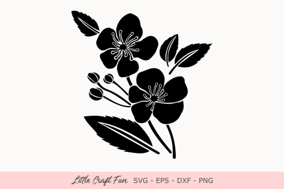 Download Cherry Flowers Silhouette Graphic By Little Craft Fun Creative Fabrica SVG Cut Files