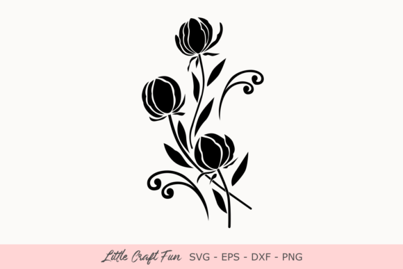 Rose Flowers Silhouette Graphic by Little Craft Fun · Creative Fabrica