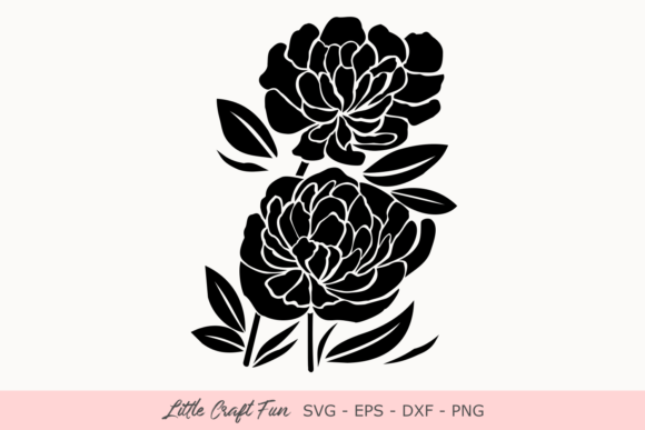 Download Peonies Flowers Silhouette Graphic By Little Craft Fun Creative Fabrica SVG Cut Files