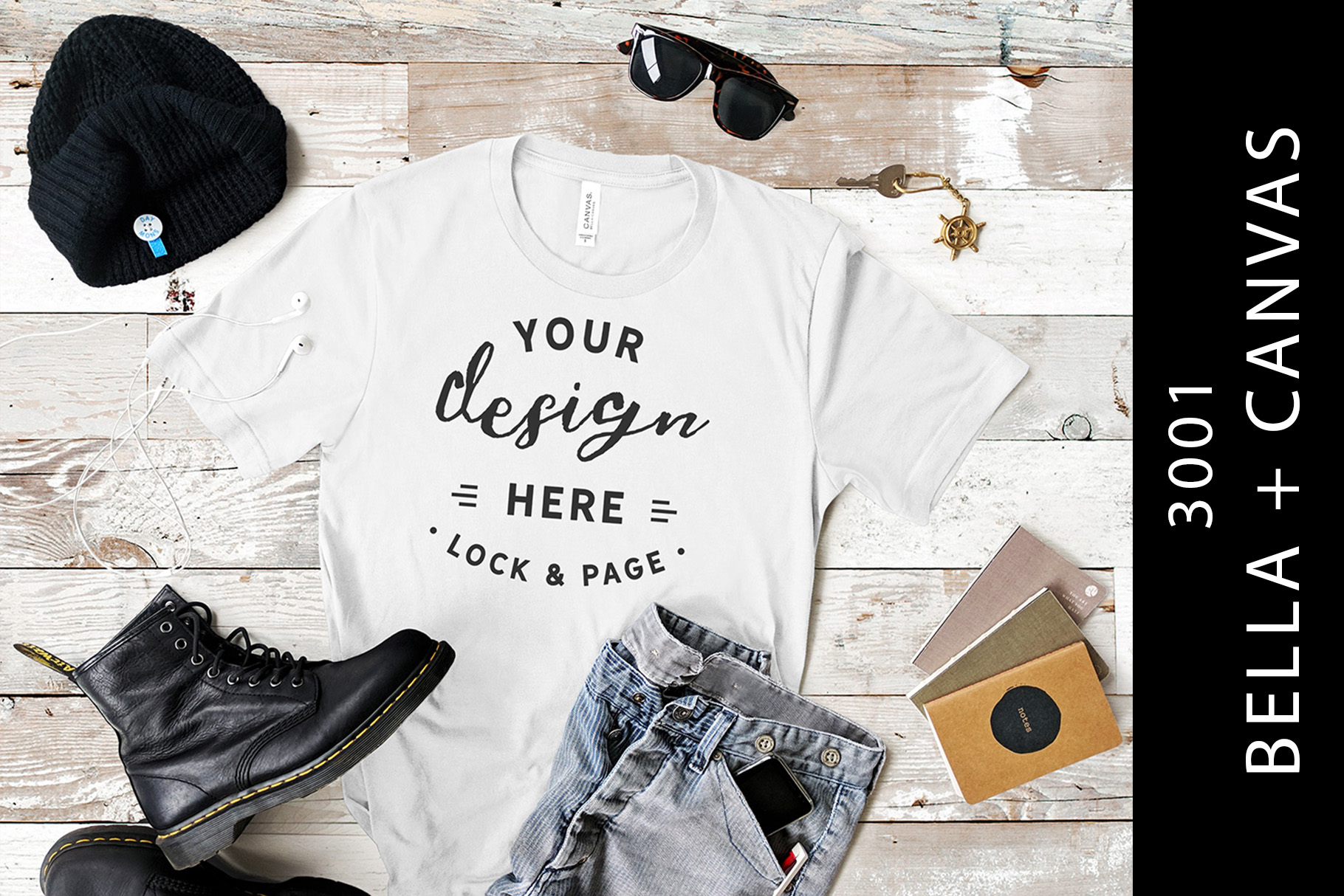 Download White Male Bella Canvas 3001 Tee Mockup Graphic by ...
