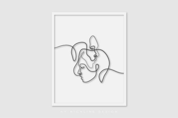 Line Art Poster Girl Twins Graphic by RICHLINE DESIGN · Creative Fabrica