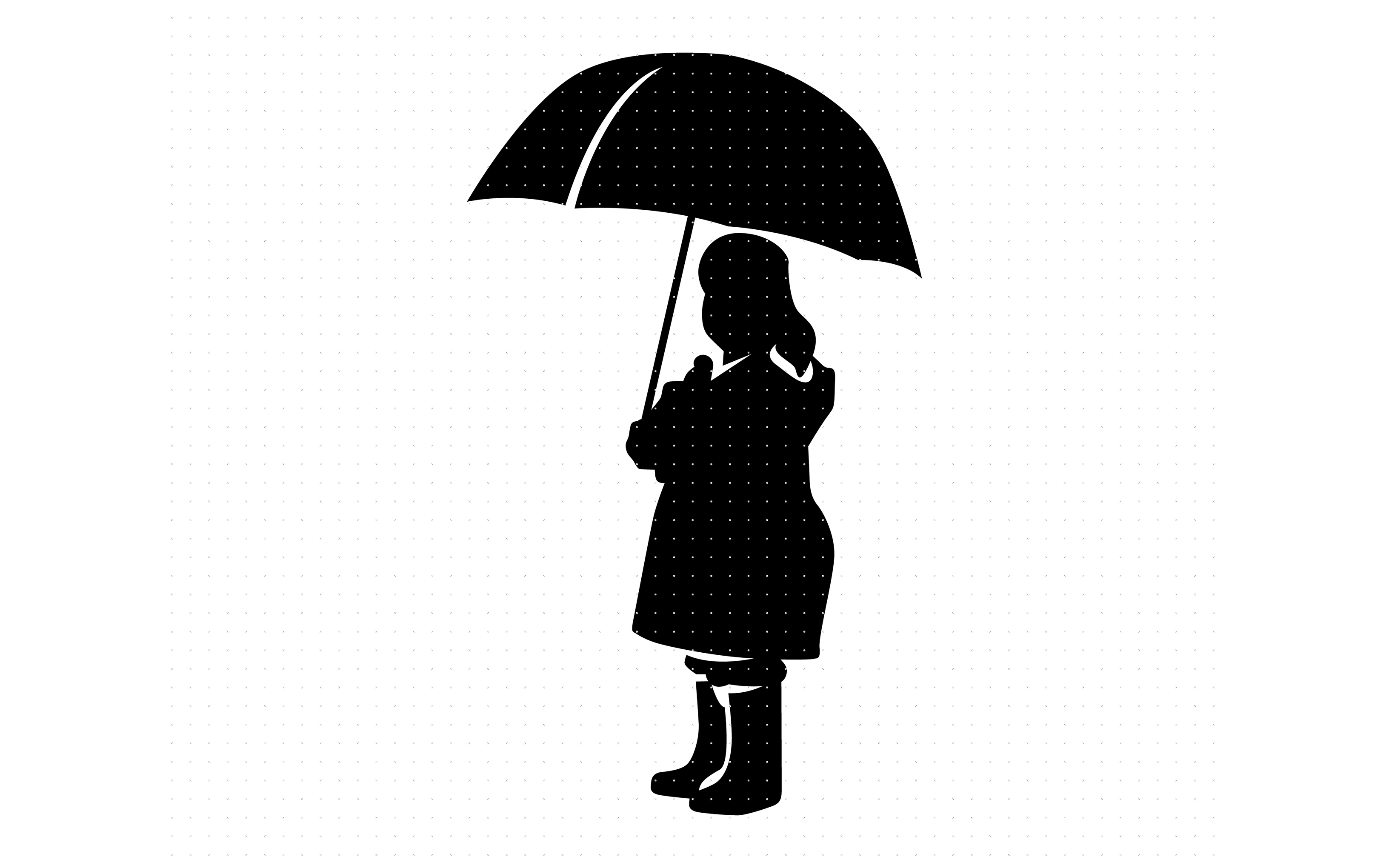 little girl under umbrella silhouette
