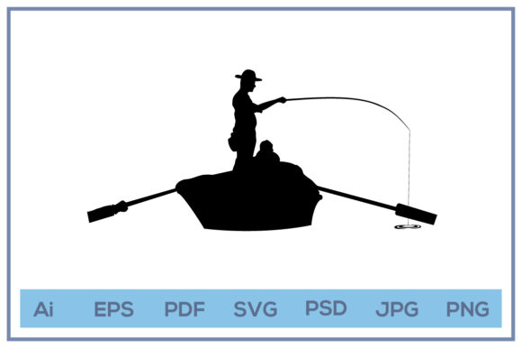 Download Fisherman Fishing On The Boat Silhouette Graphic By Leamsign Creative Fabrica