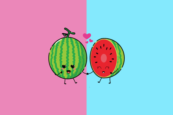 Watermelon Kawaii Cute Illustration 7 Graphic By Purplebubble · Creative Fabrica 