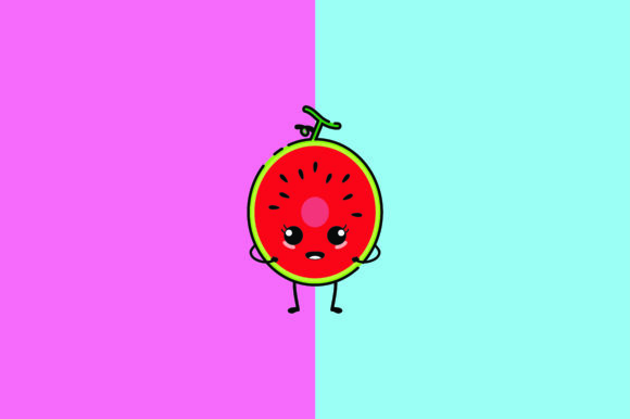Watermelon Kawaii Cute Illustration Graphic By Purplebubble · Creative Fabrica 