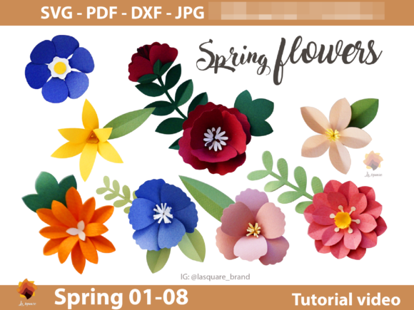 Download 08 Spring Paper Flowers Templates Graphic By Lasquare Info Creative Fabrica SVG Cut Files