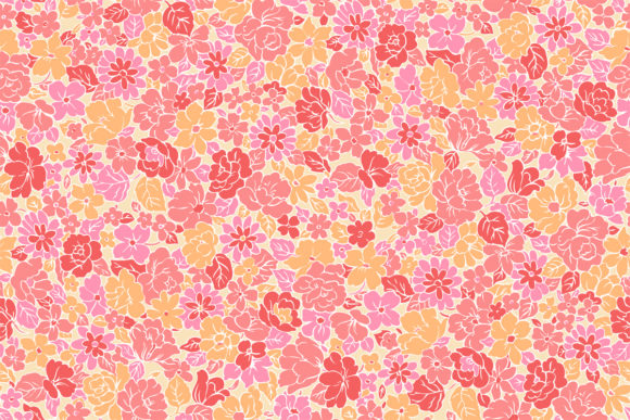 Ditsy Floral in Peach Pink Colours Graphic by emikundesigns