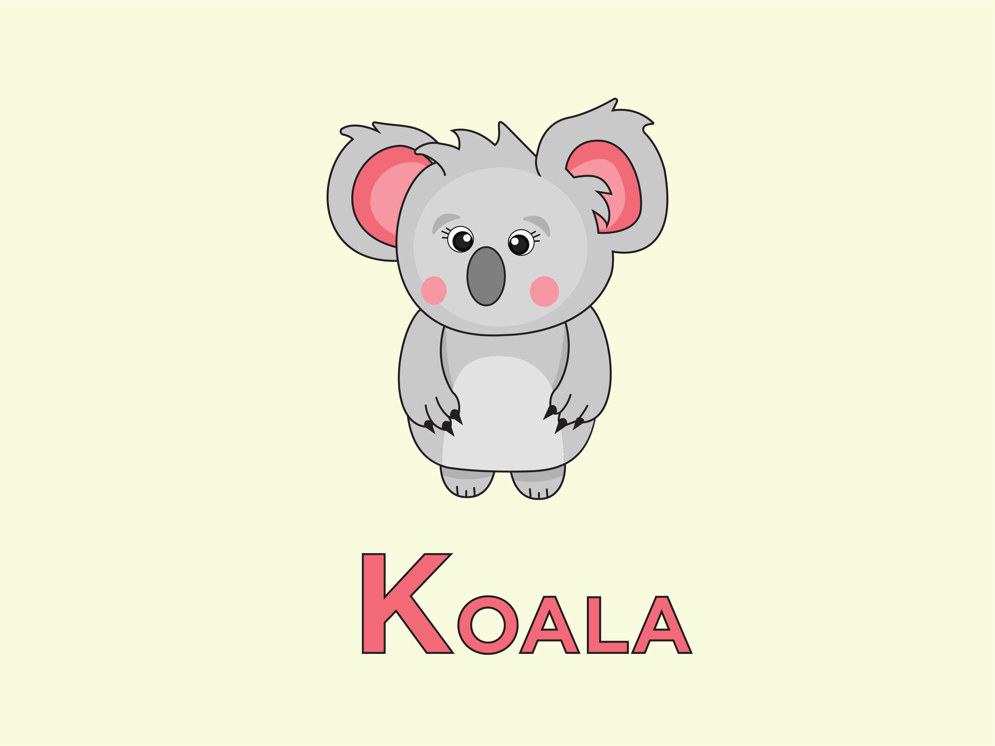 Letter K - Animal Alphabet - Koala Monogram Digital Art by Jen