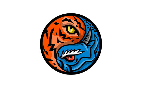 Dragon And Tiger Eye Inside Yin Yang Symbol Graphic By Patrimonio Creative Fabrica