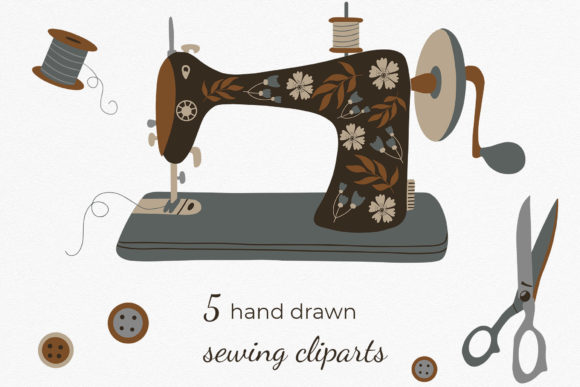 Download Vintage Sewing Machine Clipart Graphic By Reddotshouse Creative Fabrica