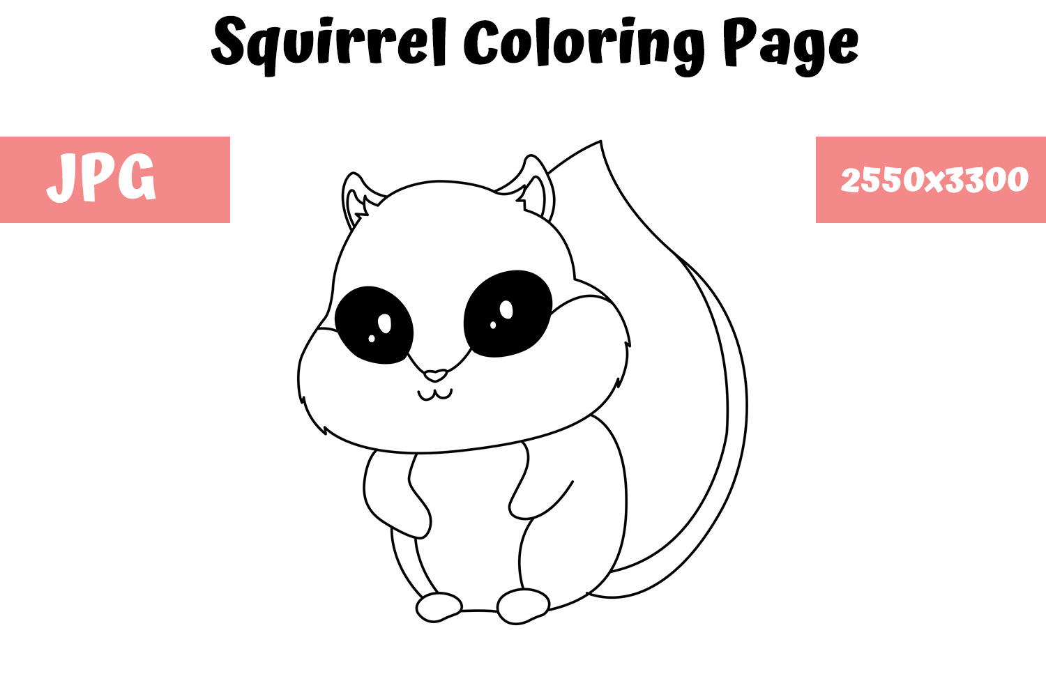 Squirrel Coloring Book Page for Kids (Graphic) by MyBeautifulFiles
