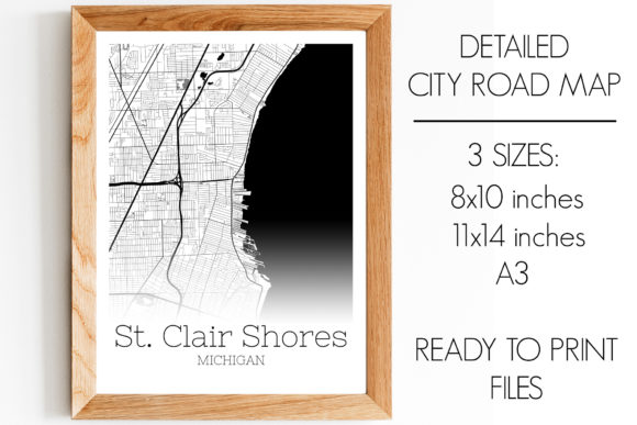 St. Clair Shores Michigan City Map Graphic by SVGExpress · Creative Fabrica