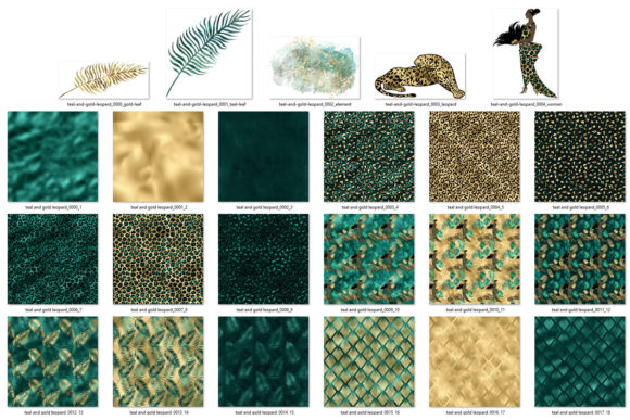 Download Teal And Gold Leopard Digital Paper Graphic By Digital Curio Creative Fabrica