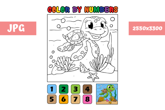 Coloring Page - Color by Numbers Turtle Graphic by MyBeautifulFiles ·  Creative Fabrica