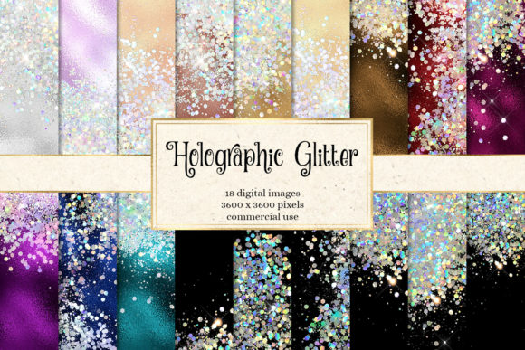 Holographic Snowflake Glitter Clipart Graphic by Digital Curio