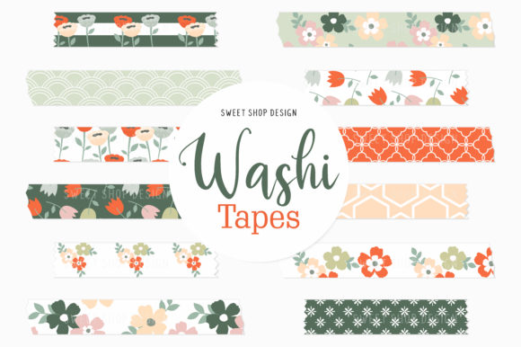 Digital Washi Tape Gold Blush Floral Graphic by Sweet Shop Design ·  Creative Fabrica