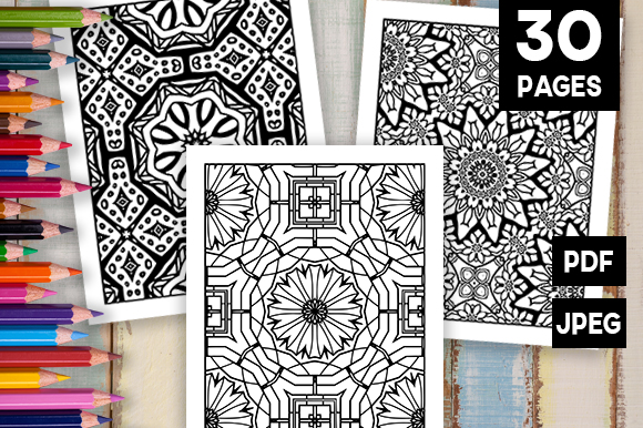 30 Geometric Adult Coloring Set Graphic by LIVELY LISHA · Creative Fabrica