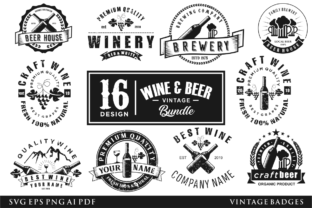 Craft Beer and Winery Badge Label Retro Graphic by blueberry 99d · Fabrica