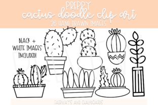Preppy Cactus Doodle Clip Art Graphic by Fairways and Chalkboards ...