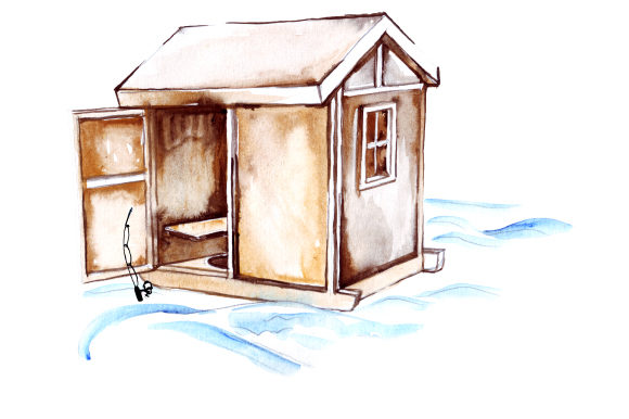 5)-Ice Shack Shanty Fishing Fish House Fishouse Hole Cover Round Trim