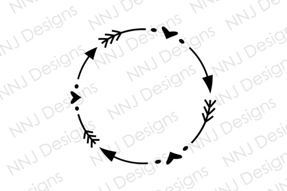 Download Arrow Heart Wreath Svg Circle Monogram Grafico Por Nnj Designs Creative Fabrica