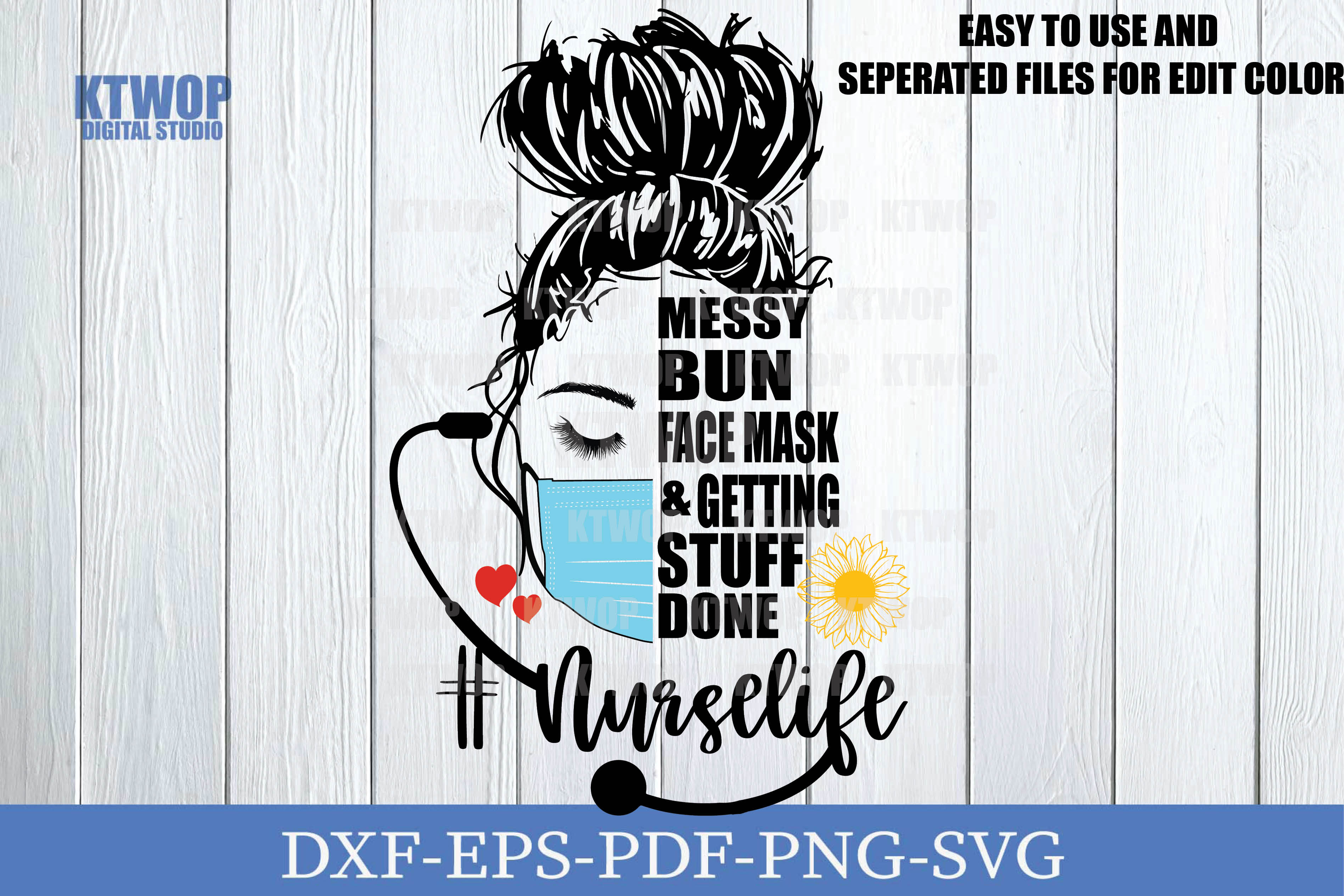 Nurselife Messy Bun Face Mask And Getting Stuff Done Gráfico Por Ktwop