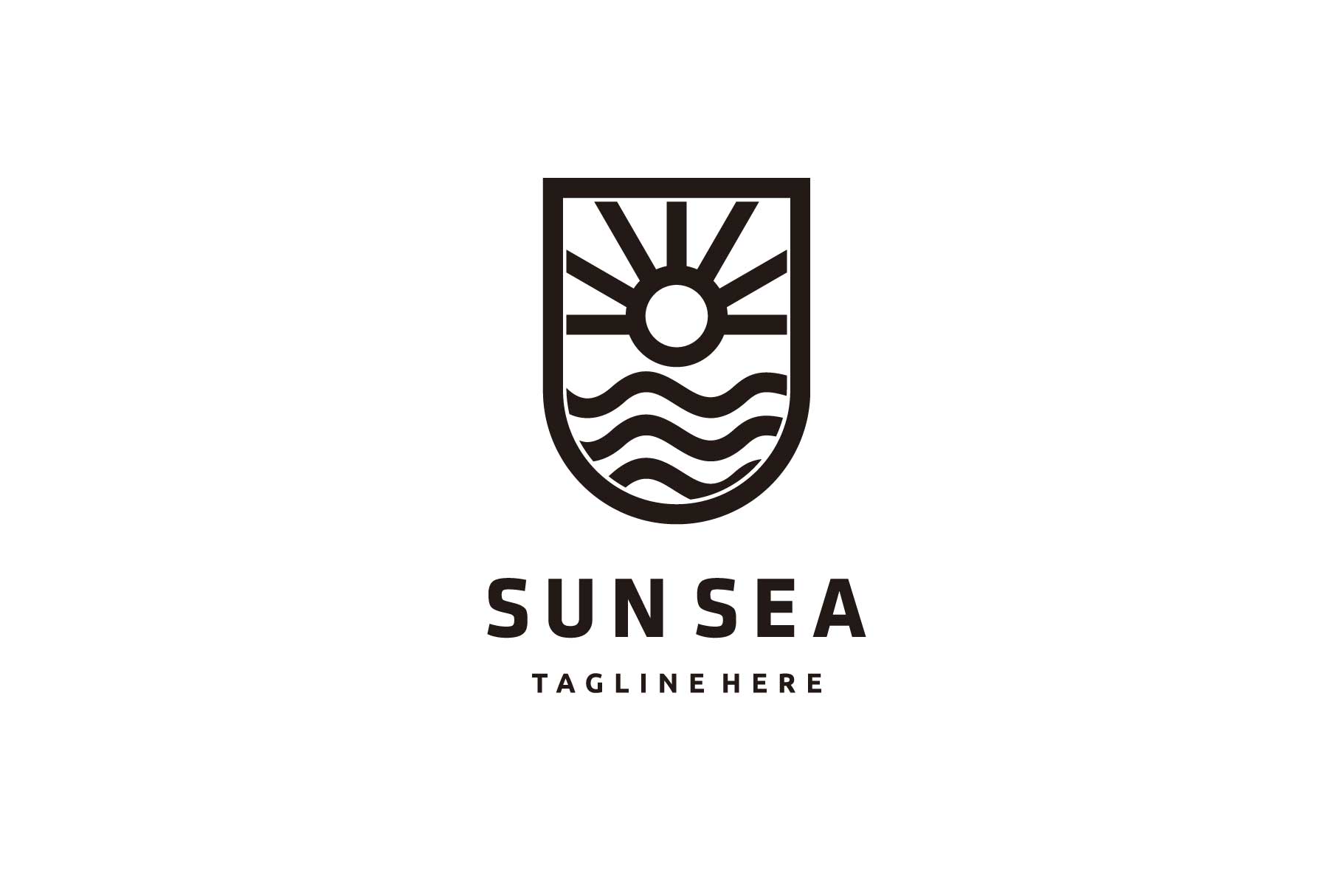 Sun Sea Line Art Logo Design Vector Graphic by sore88 · Creative Fabrica