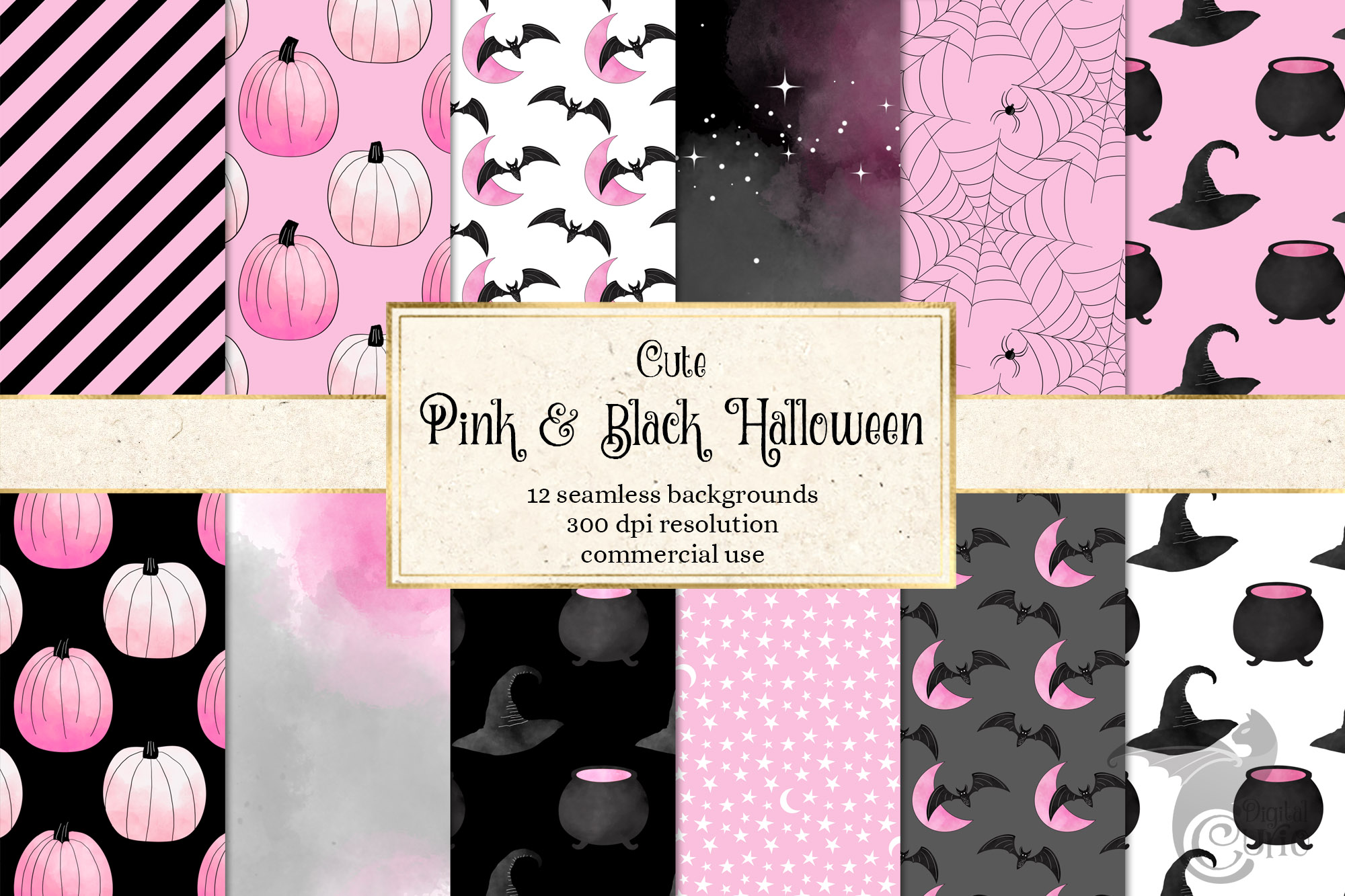 Red Heart Gothic Digital Papers Halloween Scrapbook Papers 