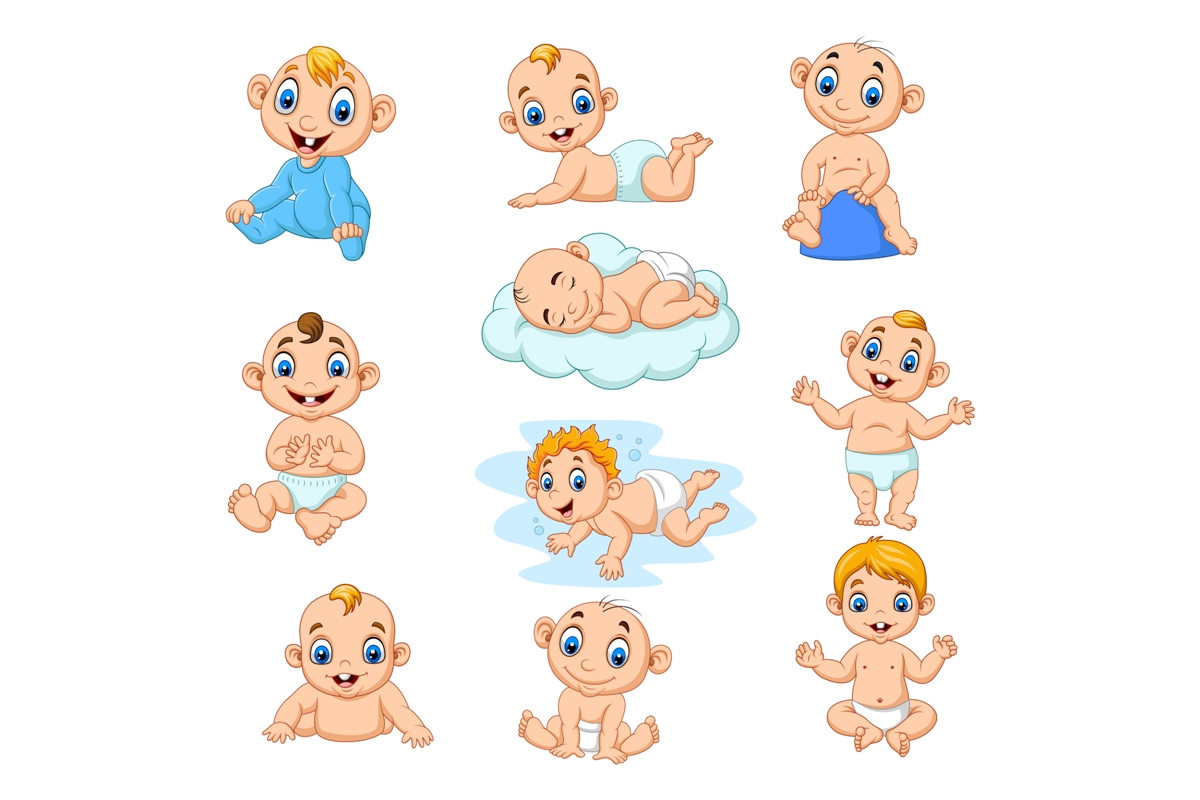 Set of Ten Cartoon Little Babies Graphic by tigatelusiji · Creative Fabrica