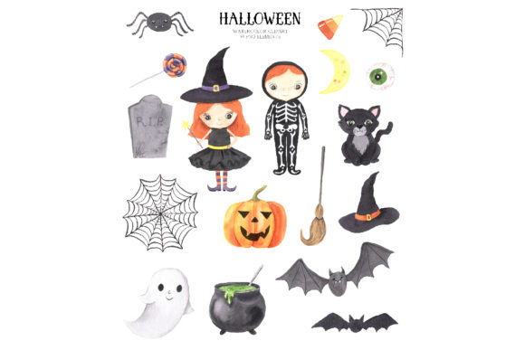 Download Watercolor Spooky Halloween Clipart Graphic By Larysa Zabrotskaya Creative Fabrica