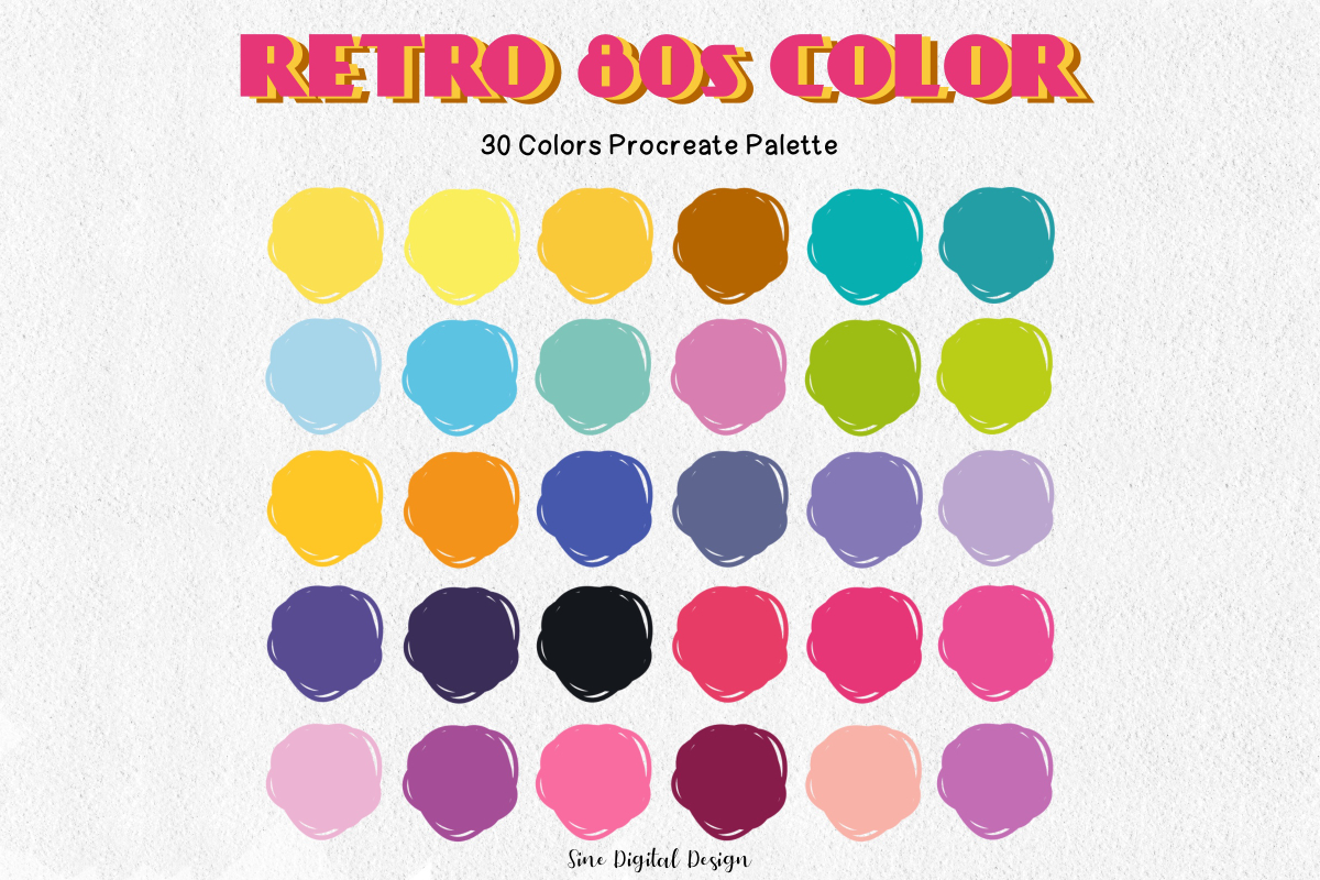 Retro 80s Procreate Color Palette Graphic by SineDigitalDesigns - Creative ...