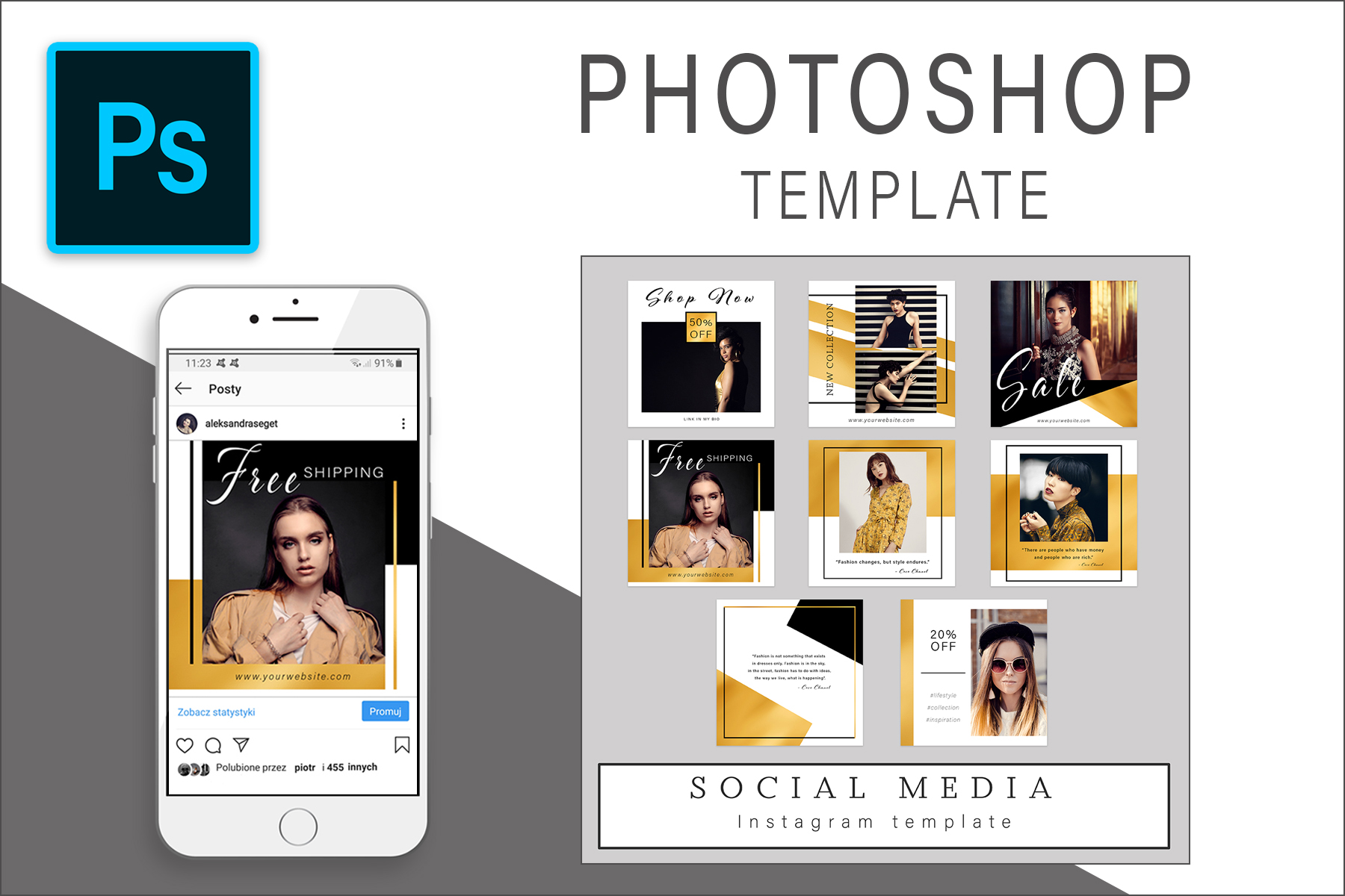 Black and Gold Instagram Template Graphic by AS Digitale