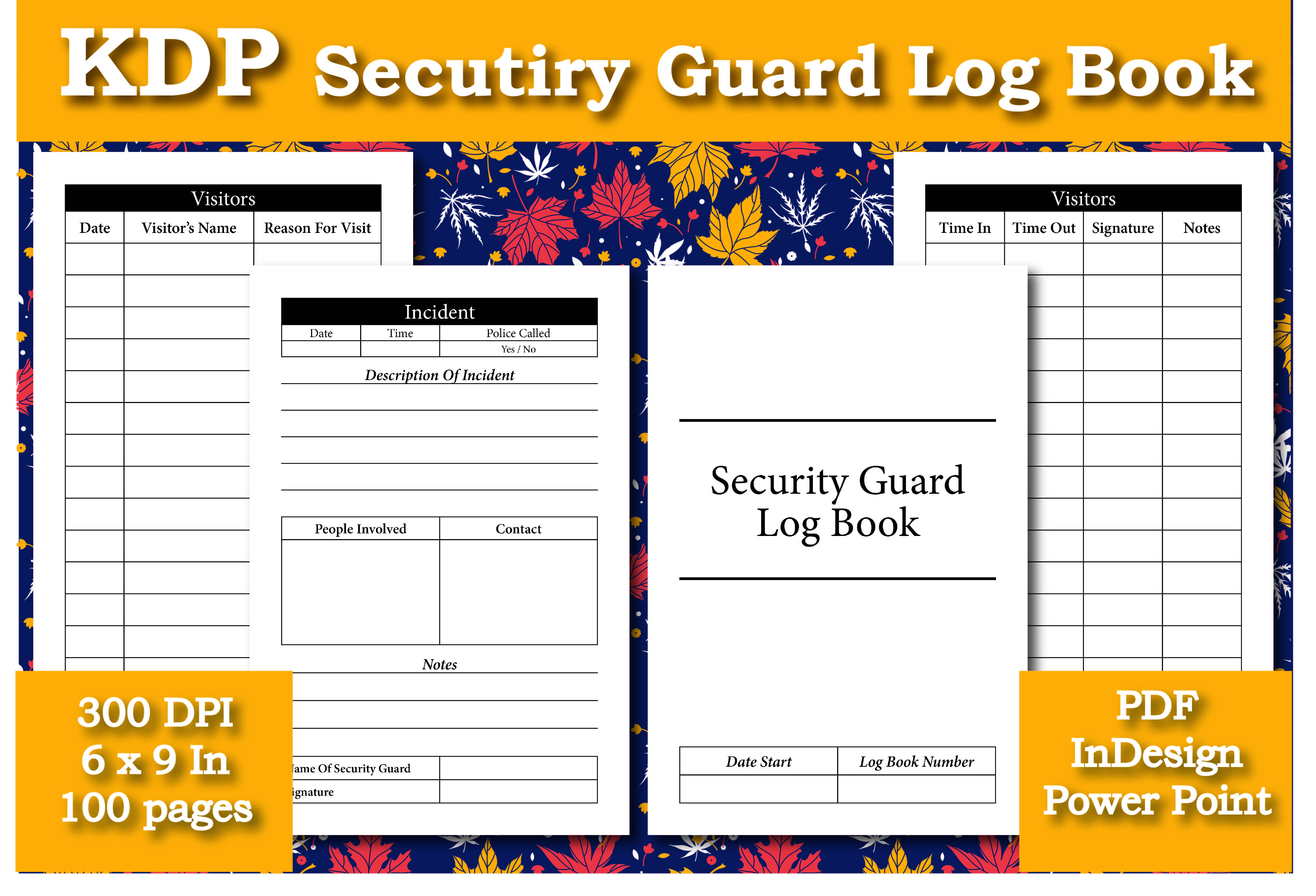 KDP Security Guard Log Book Interior Graphic by Ivana Prue · Creative