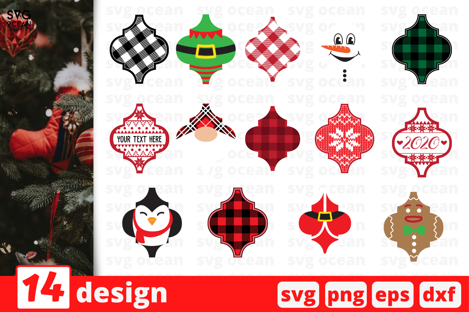 Arabesque Tile Christmas Ornament Bundle Graphic By Svgocean Creative Fabrica