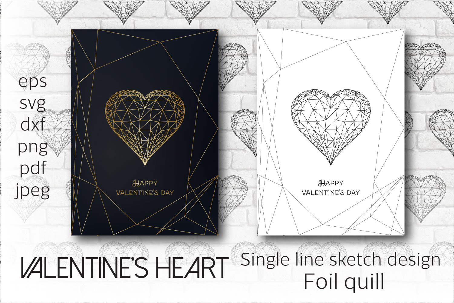 Foil Quill Valentines Heart. Single Line Graphic by inkoly.art