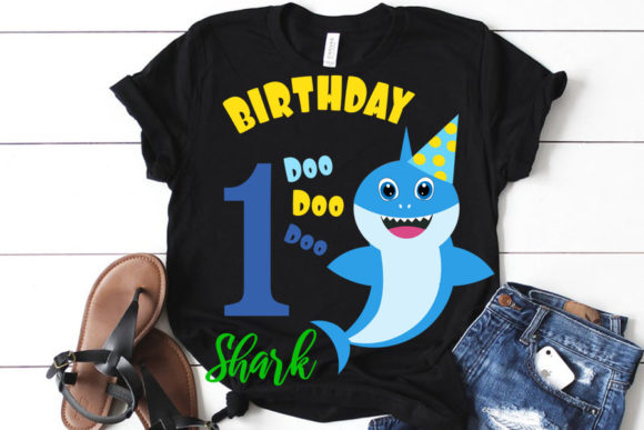 Shark 1st Birthday Svg Birthday Shark C Graphic By Lillyrosy Creative Fabrica