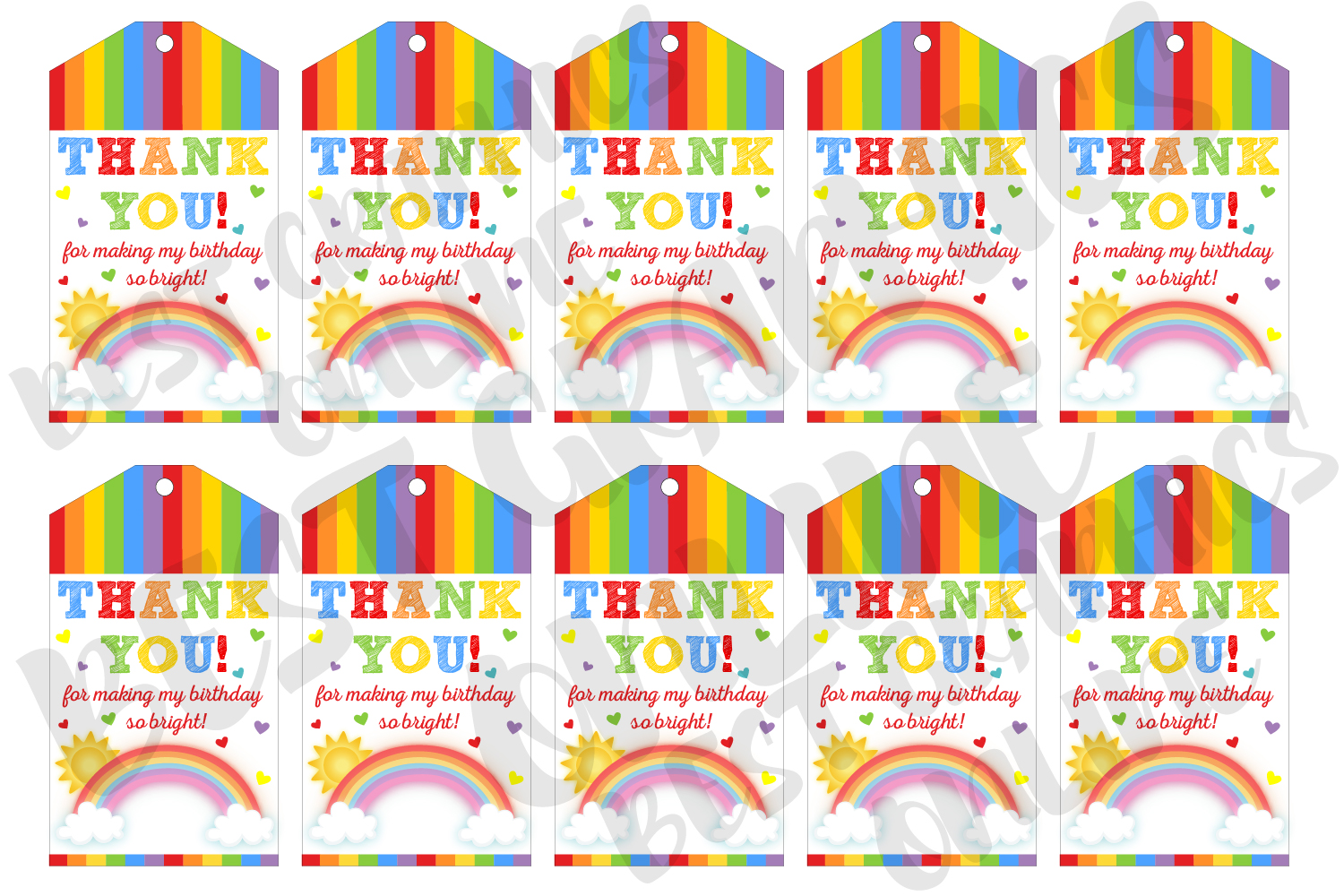 Editable Pastel Rainbow Thank You Favor Round Tag Circle Sticker Label ...