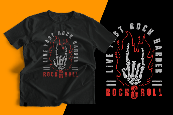 T-shirt Design - Hand Skeleton Rock & Ro