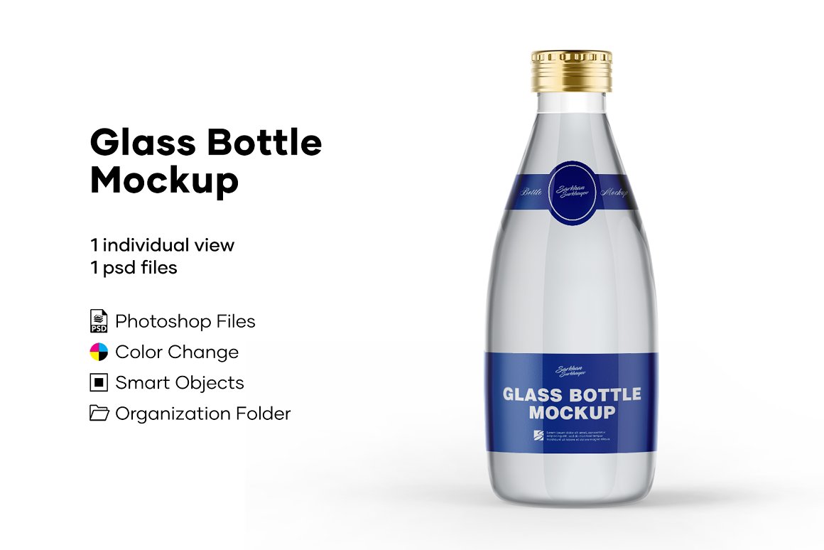 Download Clear Glass Water Bottle Mockup Graphic By Greenart Creative Fabrica