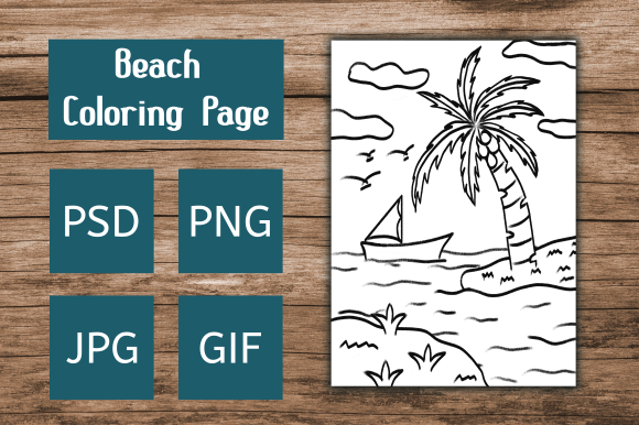 Beach Coloring Page Graphic by Dieza Art · Creative Fabrica