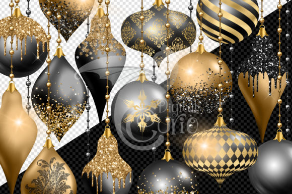 Black and Gold Party Decorations Clipart Graphic by Digital Curio ·  Creative Fabrica