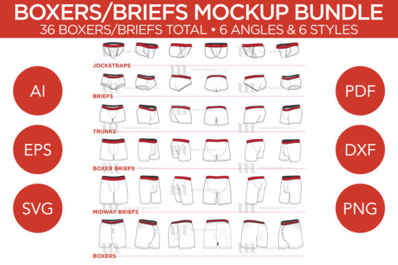 Boxers/Briefs - Vector Template Mockup Graphic by markanthonymedia ...