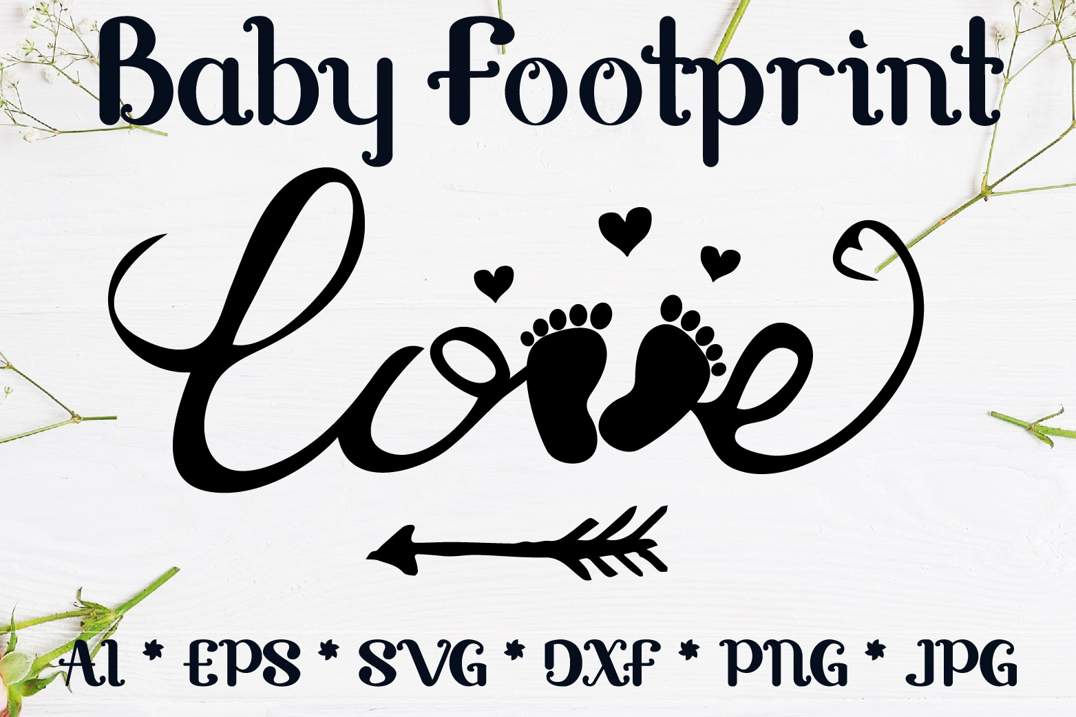 Download Baby Footprint Love And Hearts Svg Graphic By Sombrecanari Creative Fabrica
