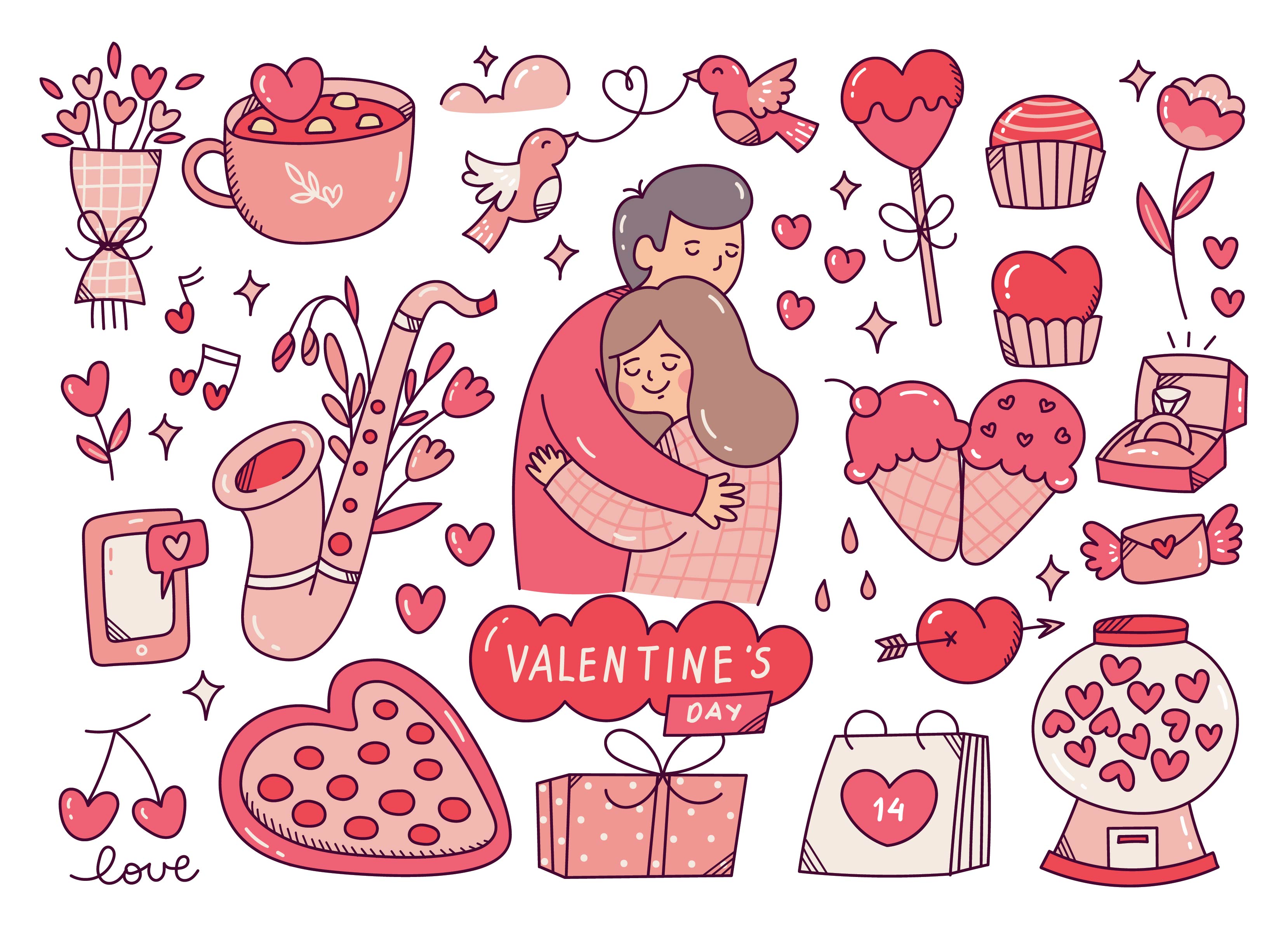 Set of Cute Valentine's Doodles Graphic by Big Barn Doodles · Creative