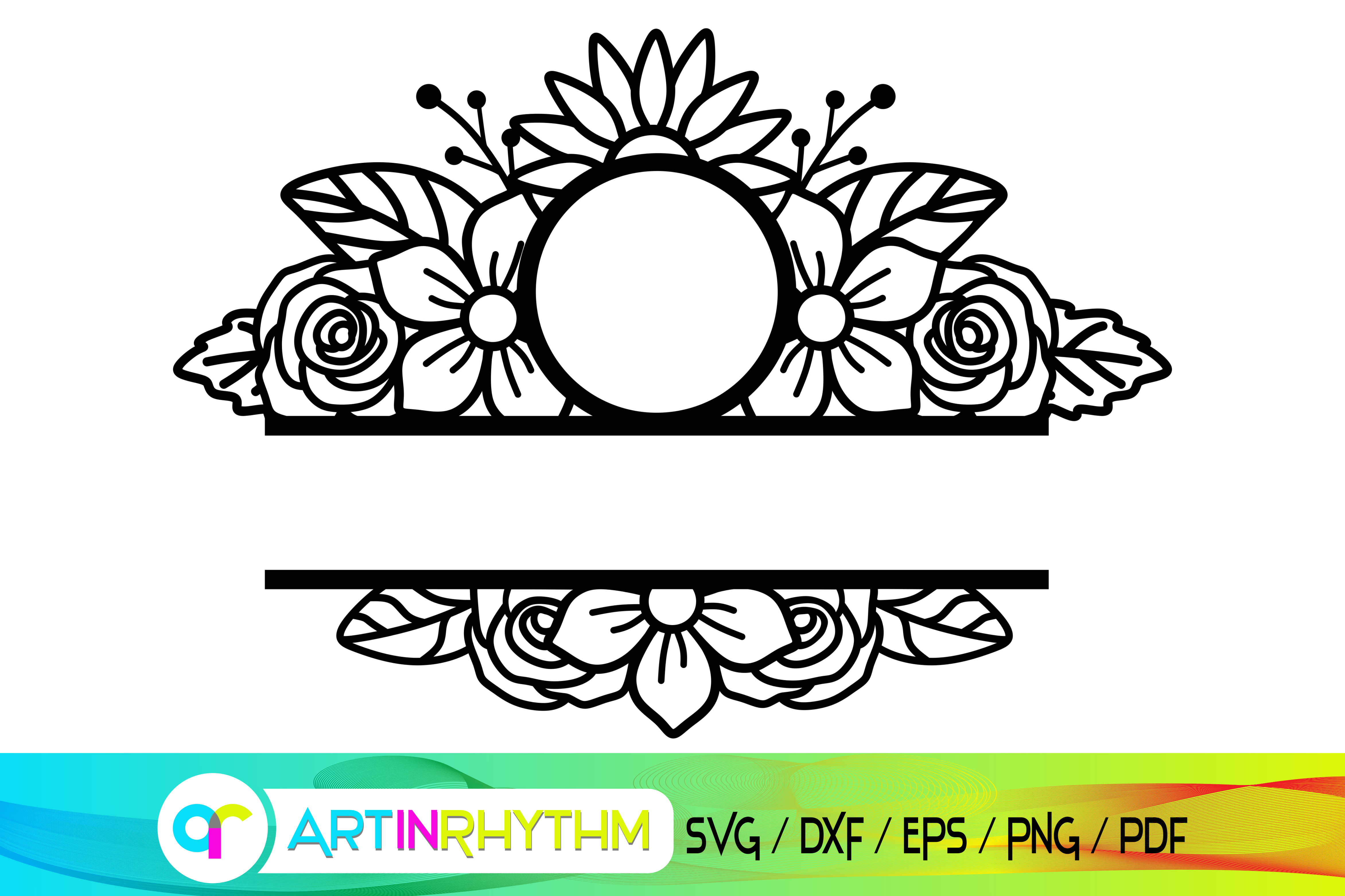 Floral Split Monogram SVG