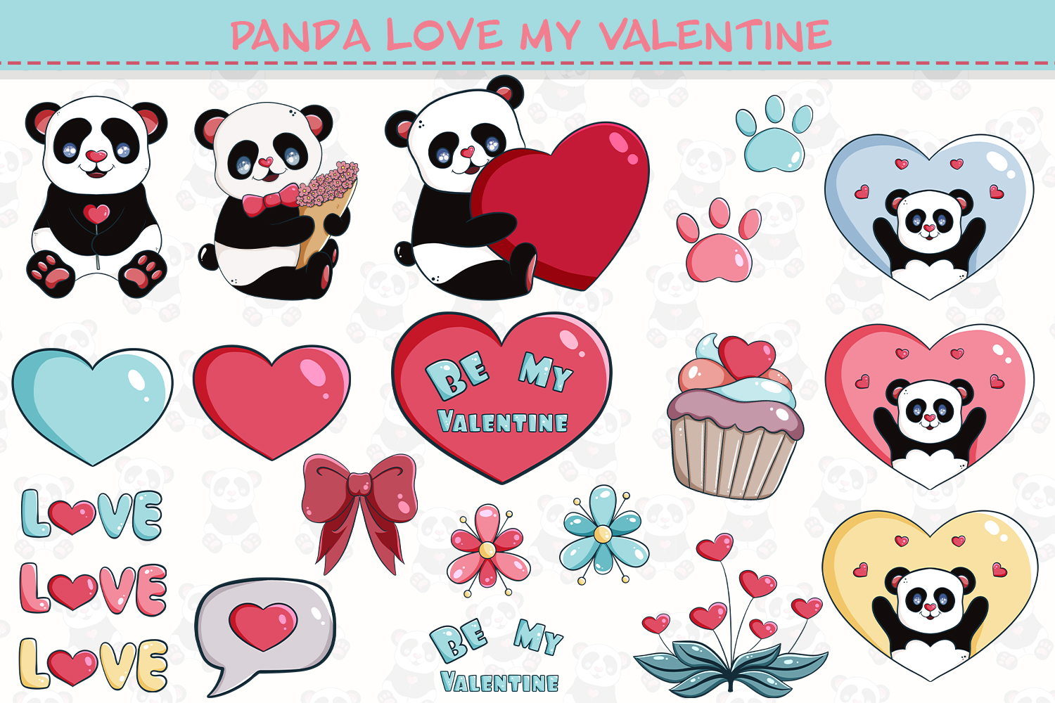 Cute Panda Valentine's Day Clipart Graphic by StudioAngelArts ...