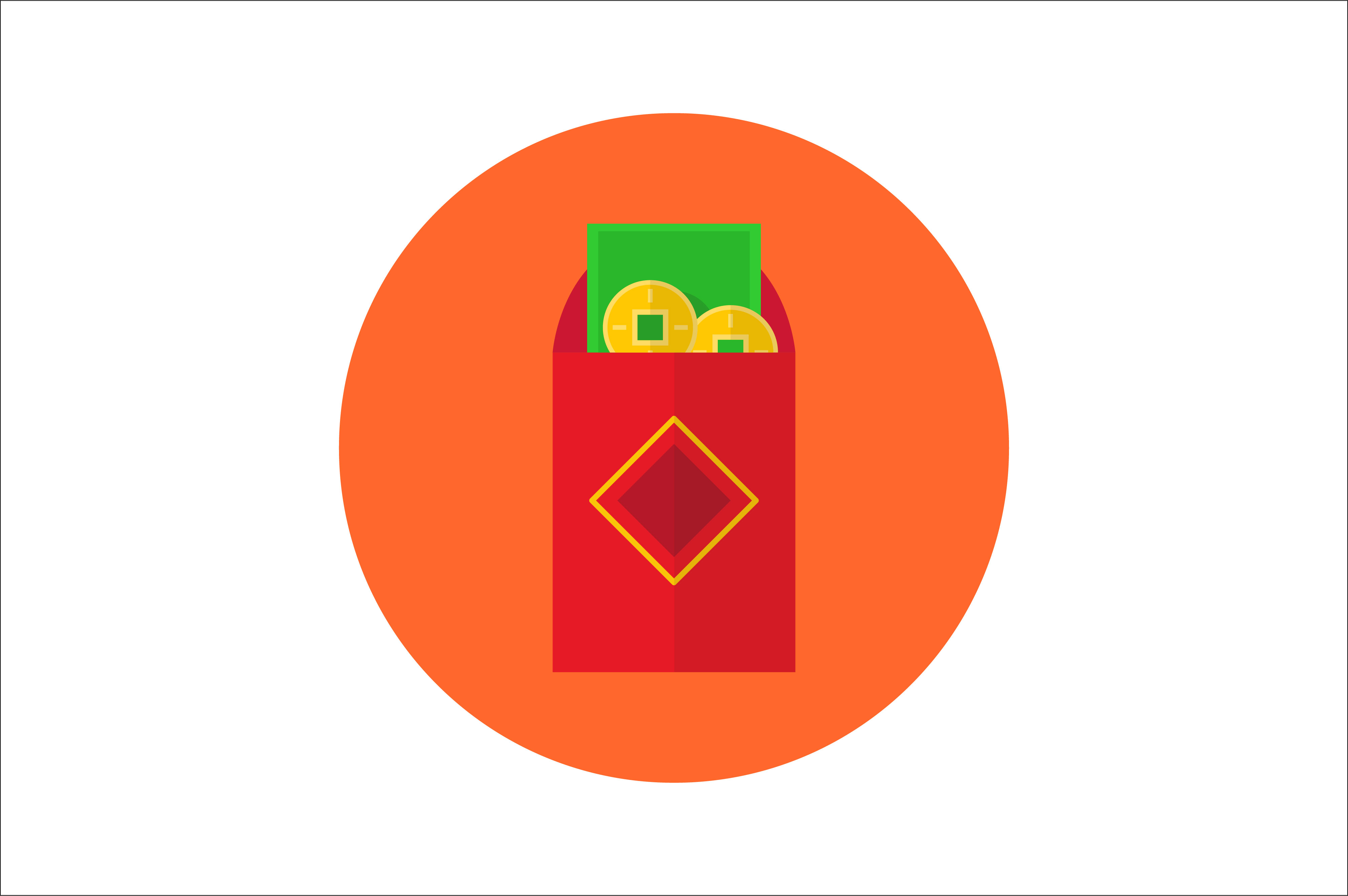 Chinese New Year red envelope flat icon. Vector illustration. Red